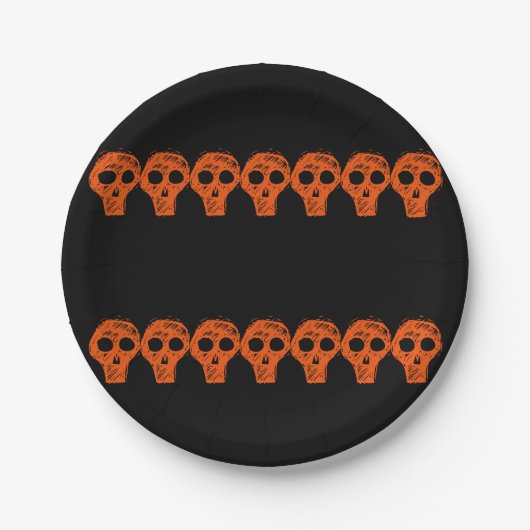 Orange Black Halloween Skulls 4Luke Pappteller (Vorderseite)
