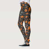 Orange Black Halloween Trick oder Treat Icons Leggings (Links)