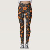 Orange Black Halloween Trick oder Treat Icons Leggings (Vorderseite)