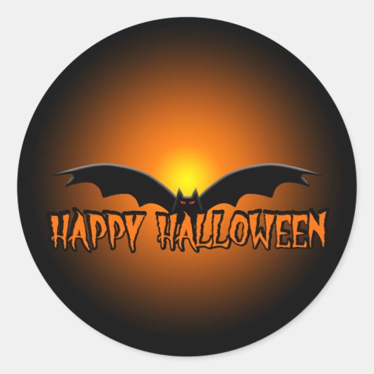 Orange Black Happy Halloween Bat Sticker (Vorderseite)