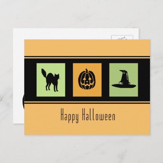Orange Black Happy Halloween Postkarten (Vorne/Hinten)