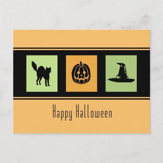 Orange Black Happy Halloween Postkarten (Vorderseite)