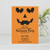 Orange & Black Happy Heart Pumpkin Halloween Einladung (Stehend Vorderseite)