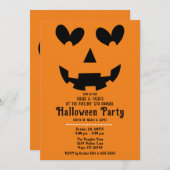 Orange & Black Happy Heart Pumpkin Halloween Einladung (Vorne/Hinten)