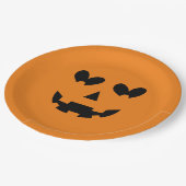 Orange & Black Happy Heart Pumpkin Halloween Pappteller (Schrägansicht)