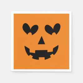 Orange & Black Happy Heart Pumpkin Halloween-Party Serviette
