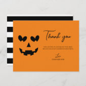 Orange & Black Happy Heart Pumpkin Vielen Dank Einladung (Vorne/Hinten)