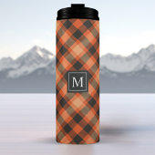 Orange Black Herbst Tartan Kariertes Muster Monogr Thermosbecher