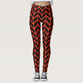 Orange Black Herringbone Patterns Halloween Girly Leggings (Vorderseite)