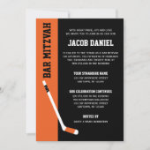 Orange Black Hockey Bar Mitzvah Einladung (Vorderseite)