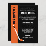 Orange Black Hockey Bar Mitzvah Einladung<br><div class="desc">Ein modernes Hockey-Thema Bar Mitzvah Einladung mit einem Hockeystick in Orange und Schwarz. Diese einzigartige Sport-Einladung ist einfach zu personalisieren mit der Online-Vorlage Tools.</div>