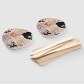 Orange Black Japanisch Kimono Blume Fächer (Non-assembled)