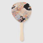 Orange Black Japanisch Kimono Blume Fächer (Rückseite)