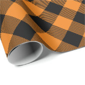 Orange Black Kariert | Buffalo Karos Muster Geschenkpapier (Rolleneckpunkt)