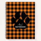 Orange Black Kariert Paw Print Notebook Journal Notizblock (Vorderseite)
