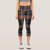 Orange & Black Karierte Leggings für stilvollen Ko (Vorderseite)