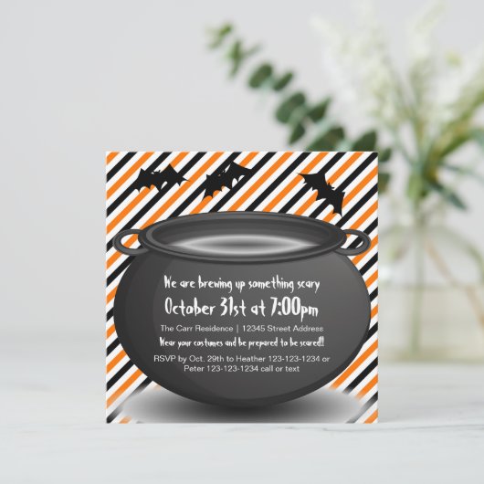 Orange/Black Kettle - Halloween-Party Einladung (Stehend Vorderseite)