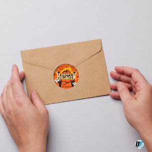Orange & Black Kreatives Halloween Runder Aufkleber