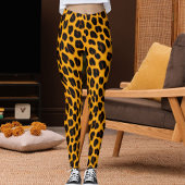 Orange Black Leopard Skin Safari Fun Pattern Print Leggings