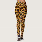Orange Black Leopard Skin Safari Fun Pattern Print Leggings (Rückseite)