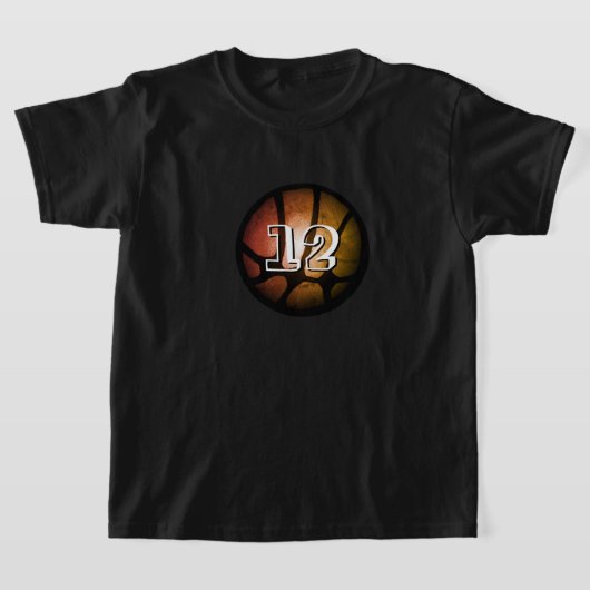 Orange Black Metallic Basketball Ball Number T-Shirt (Ablage )