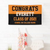 Orange & Black Minimalistisch Graduation Party Banner (Insitu)