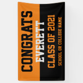 Orange & Black Minimalistisch Graduation Party Banner (Vertikal)