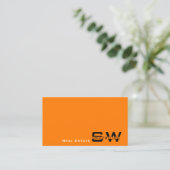 Orange Black Modern mit Monogram Simple Visitenkarte (Stehend Vorderseite)