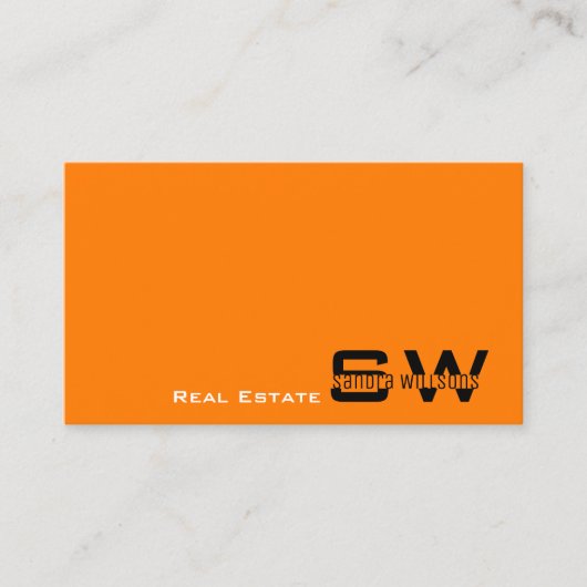 Orange Black Modern mit Monogram Simple Visitenkarte (Vorderseite)