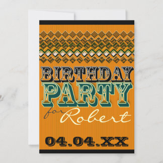 Orange Black Modern Pinstripes Birthday Party Einladung