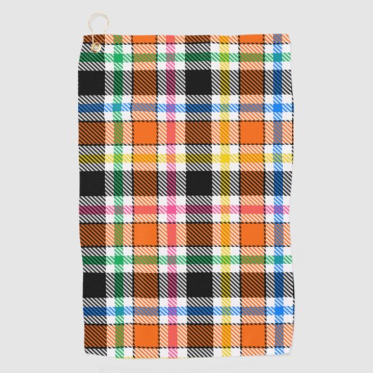 Orange Black Multicolor Flannel Kariert Tartan Golfhandtuch (Vorderseite)