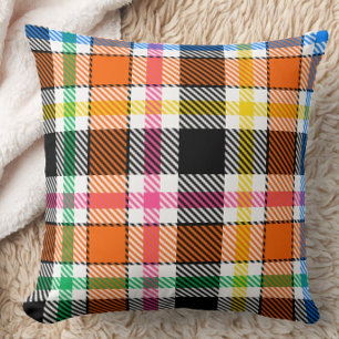 Orange Black Multicolor Flannel Kariert Tartan Kissen