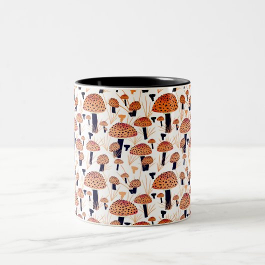 Orange Black Mushroom Fly Agarious Herbst Herbst Zweifarbige Tasse (Mittel)