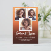 Orange Black Ombre Abschluss 4 Foto Vielen Dank Dankeskarte (Stehend Vorderseite)