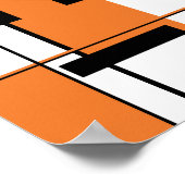 Orange Black on White Mosaic like Geometric Design Poster (Ecke)
