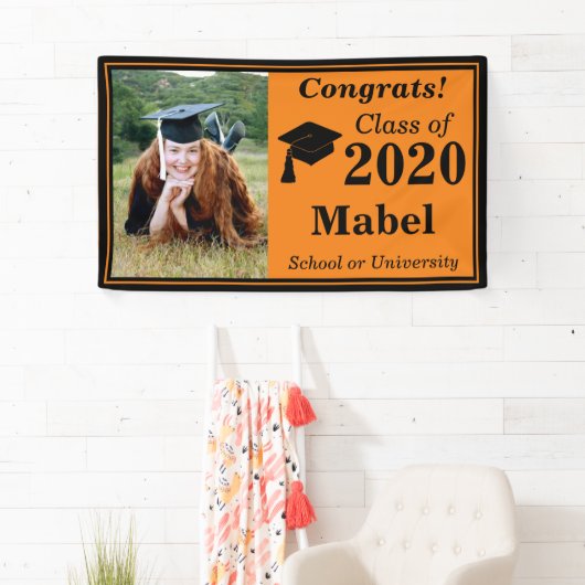 Orange Black One Foto Class of 2024 Abschluss Banner (Insitu)