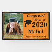 Orange Black One Foto Class of 2024 Abschluss Banner (Horizontal)