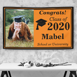 Orange Black One Foto Class of 2024 Abschluss Banner