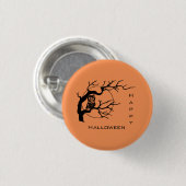 Orange & Black Owl Halloween Button Button (Vorne & Hinten)