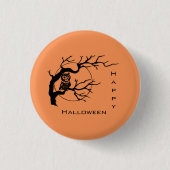 Orange & Black Owl Halloween Button Button (Vorderseite)