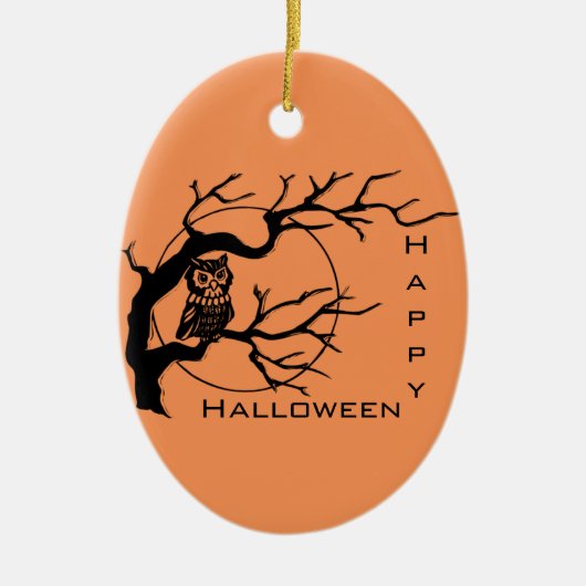 Orange & Black Owl Halloween Ornament (Vorne)
