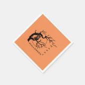 Orange & Black Owl Happy Halloween Paper Napkins Serviette (Ecke)