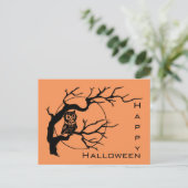 Orange & Black Owl Theme Halloween Postkarte (Stehend Vorderseite)