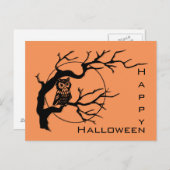 Orange & Black Owl Theme Halloween Postkarte (Vorne/Hinten)