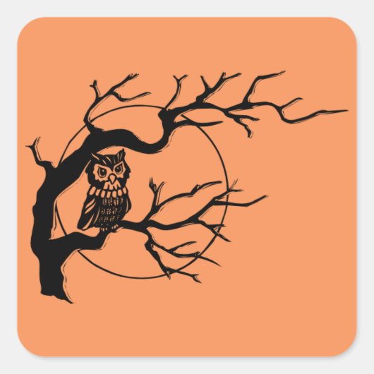 Orange & Black Owl Theme Halloween Stickers (Vorderseite)