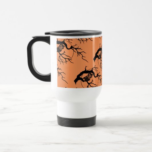 Orange & Black Owl Theme Halloween Tasse (Links)