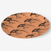 Orange & Black Owls Halloween-Party Paper Teller (Schrägansicht)