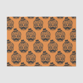 Orange Black Pattern Festivals Skull Halloween-Par Seidenpapier