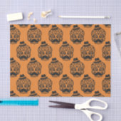 Orange Black Pattern Festivals Skull Halloween-Par Seidenpapier (Handwerk)