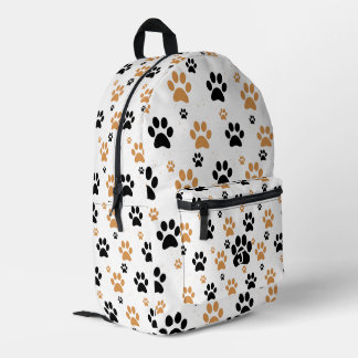 Orange Black Paw Print Pattern Bedruckter Rucksack